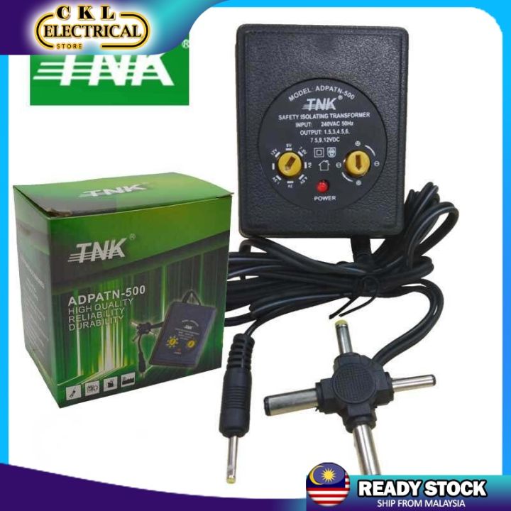 TNK Universal AC/DC ADAPTOR 12V 500mA 0.5A Multi DC Adapter Output 1.5V ...