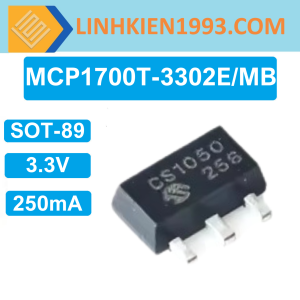 MCP1700T-3302E/MB IC Ổn Áp 3.3V 250mA chân dán SOT-89