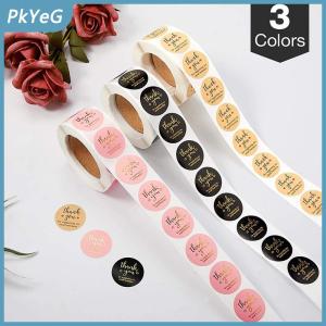 PkYeG 500Pcs Cảm ơn bạn Vòng Sticker sổ lưu niệm thư thủ công dán con dấu Nhãn dán quà tặng đám cưới hoa trang trí