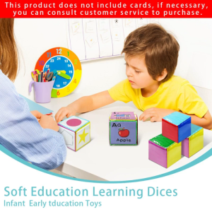 DIY Education Playing Game Dices Learning Dices with 6 Sided Clear Pocket Photo Pocket Stacking Blocks Learning Cubes