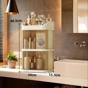 2/3 layer large capacity dust-proof cosmetic storage box sliding door