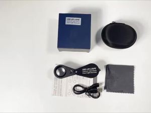 [PuWhao]10X/20X/30X Pocket Magnifying Glass Folding Illuminated Loupe Magnifier with 4-colour Light & 13LEDs for Coin Gem Stamps Watches