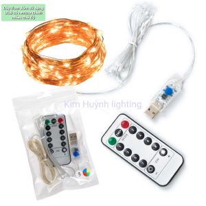 Dây đèn led đom đóm Fairy Light kèm remote chỉnh 8 chế độ nháy (cổng USB)