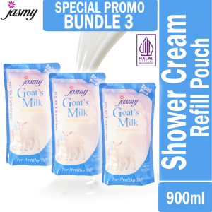 BUNDLE 3 x 900ML GOATS MILK REFILL POUCH JASMY SHOWER CREAM SABUN MANDI CAIR BODY WASH IMPORT DARI MALAYSIA