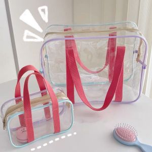 BAIXL Portable Outdoor Zipper Bag Toiletry Bag Travel Organizer Cosmetic Case PVC Tote Bag Transparent Makeup Bag Waterproof Beach Bag Waterproof Storage Bag