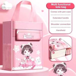 1pcs Student Tote Bag Waterproof Large Capacity Book Bag School Tutorial Bag Hand-Carrying