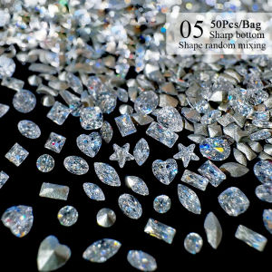 UR SUGAR 50Pcs/set Mini Heart Flat Bottom Nail Rhinestones Glitter Crystal Nail Decorations DIY Material Nail Art Charm Accessories