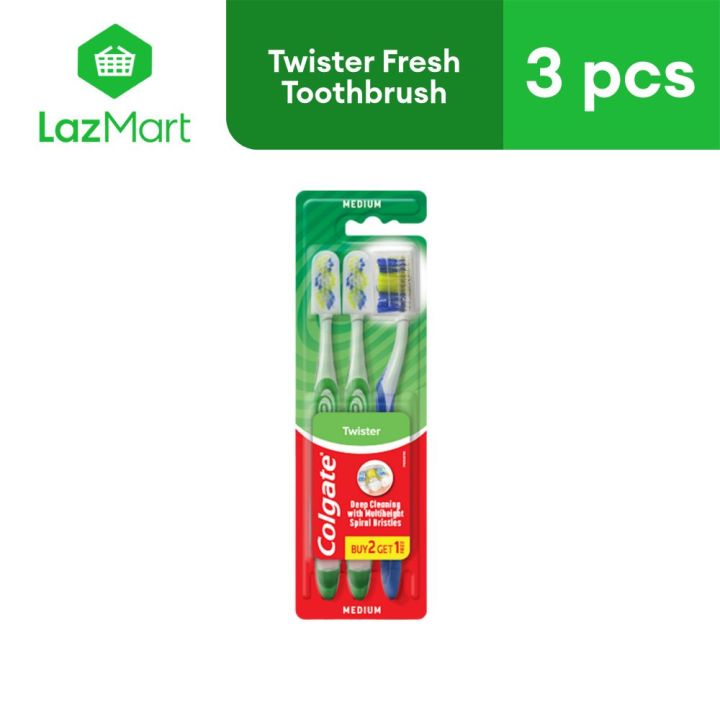 Colgate Twister Fresh Medium Toothbrush with Cap Value Pack (Assorted)