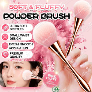 Professional Pink Slim Waist Powder Brush Long-handled Soft & Fluffy Powder Brushes for Contouring & Buffing