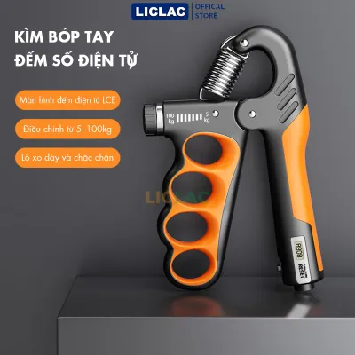 Kìm bóp tay điều chỉnh lực 5-100kg đếm số điện tử tay cầm chống trượt tập lực tay tập gym KBT620