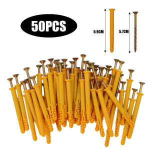 50 bộ bê tông vách thạch cao Neo Bộ đinh ốc nhựa mở rộng ống sửa chữa tường Neo cắm tự khai thác Đầu phẳng ví và bu lông ốc vít