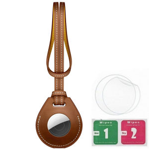 แท็กกระเป๋าเดินทาง AirTag ทําด้วยมือจากหนัง Full Grain - กล่องอุปกรณ์เสริม Tracker หัวเข็มขัดสําหรับสิ่งที่แนบมาที่ปลอดภัยพร้อมกุญแจพวงกุญแจ ดีไซน์ลับ หนังมังสวิรัติระดับพรีเมียม