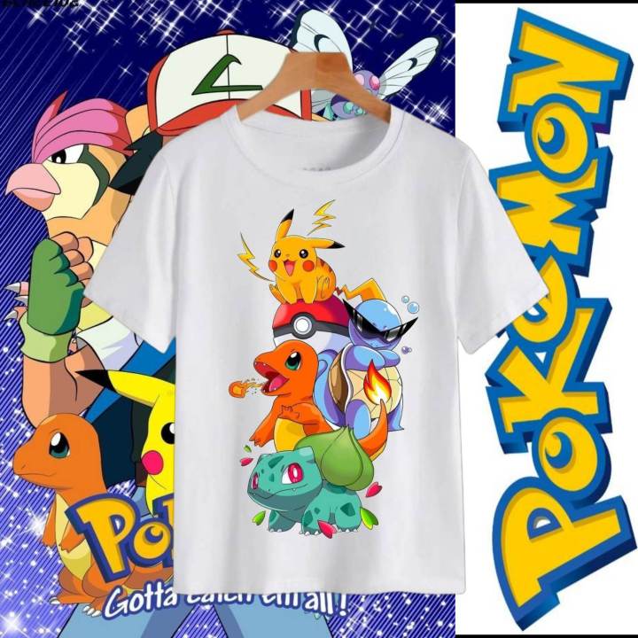 POKEMON WHITE/GRAY SHIRT FOR KIDS AND ADULTS.SUBLIMATION PRINT NOT ...