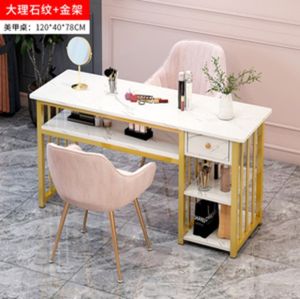 โต๊ะเสริมสวย โต็ะทำเล็บลายหินอ่อนเลียนแบบ  ขนาด 120-140cm โครงเหล็กแข็งแรง ดีไซน์สวย