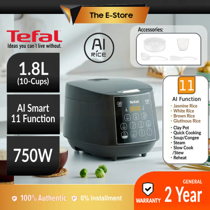 Tefal (1.8L/10 Cups) Easy Plus Fuzzy Logic AI Smart Rice Cooker