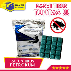 PETROKUM Racun Tikus Pembasmi Obat Ravun Umpan Basmi Super Ampuh Hama Cecurut Sawah Got Rumah Mati Kering Tidak Berbau Pertokum Asli Original Langsung Mati Ditempat Murah Grosir