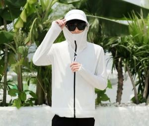 Vunpan UPF 50 Mens UV Sun Protection Long Sleeve Hooded Fishing Shirts Outdoor Sun Skin Protection T-Shirt Hoodies Tops Tees Tunic Sun Jacket Protection For Men