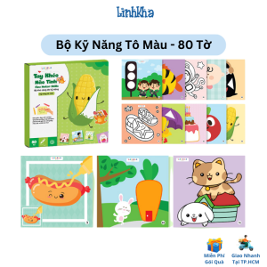Bộ Luyện Kỹ Năng Tô Màu 80 Tờ Cho Bé - Tay Khéo Não Tinh - LaLaLa Baby