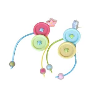 Modern Button Dopamine Earrings With Swinging Beaded Fringe Ear Accessories Suitable For Sensitive Skin Gift Ready