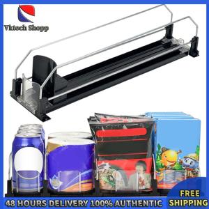 Vktech Kitchen Organizer Soda Can Dispenser with Automatic Pusher Glide for Refrigerator Easy Access Drink Storage Compact Design