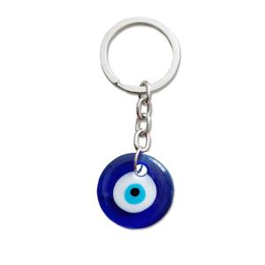 Fashion Turkish for Evil Eye Blue Keychains Round Trendy Blue Lucky for Evil Eye Keychains for Woman Men Car Pendant Jew