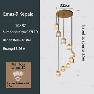 Lampu Gantung Plafon Tinggi Tricolor Lampu Gantung Tangga Lampu Langit-langit Ruang Tamu Lampu Gantung Tangga