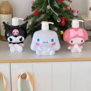 780ML Sanrio Hello Kitty Cinnamoroll Kuromi Mymelody Cartoon Shampoo Conditioner Bottle Dispenser Refillable Containers for Liquid Soap