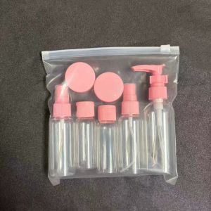 1Set 7Pcs Travel Refillable Bottle Set Container Portable Cosmetic Lotion Toner Spray Shampoo Cream Tourism Supplies Essentials