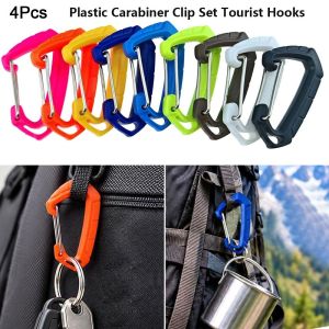 NALANILI 4pcs Nhựa Bộ móc khóa Carabiner Hình chữ D 9 màu sắc Móc treo nhỏ dành cho khách du lịch Chất lượng cao Dụng cụ đa năng Cắm trại Đi xe đạp Đi bộ đường dài Móc treo