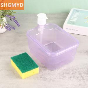 [COD] SHGMYD 1Set Liquid Soap Dispenser Kitchen Dish Soap Dispenser With Sponge Liquid Pump Soap Container Kitchenware Cleaning Tool