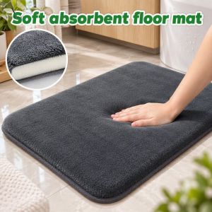 Thick Soft Memory Foam Plush Coral Velvet Super Absorbent Anti Slip Bath Mat Doormat For Bathroom Kitchen Bedroom Toilet Living Room