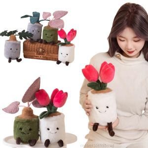 35cm Creative Cartoon Tulip Monstera Snake Plant Plush Toy Mini Potted Plant Pillow Soft Stuffed Kawaii Room Decor Funny Gift