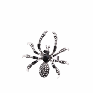 YOUSHI TOP Animal Open Ring Rhinestone Insects Finger Ring Fashion Black Color Spider Ring Girl