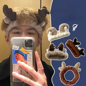 Korean Fashionable Mens Face Wash Headband Hair Accessories Cute Deer Antler Hair Band