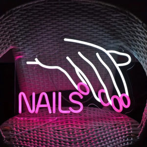 ป้ายไฟ ป้ายไฟร้าน ป้ายไฟตัวอักษร ป้ายไฟวิ่ง ป้ายไฟทำเล็บ ป้ายไฟLED NAILS(50x30cm)