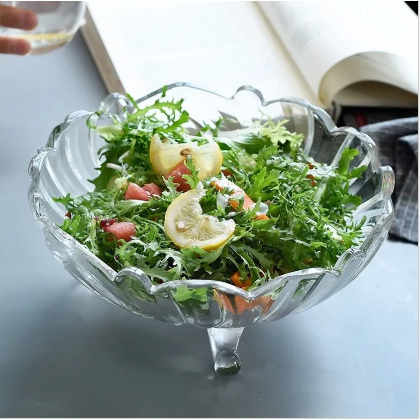 VAR - three-legged Fruit Plate Crystal glass fruit bowl large salad bowl