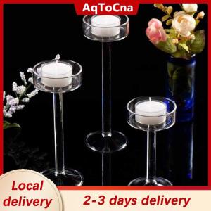 [COD] AqToCna Ship within 24 hours 1Pc Glass Candle Holders Set Tealight Candle Holder Home Decor Wedding Table Centerpieces Crystal Holder Dinner Table Setting