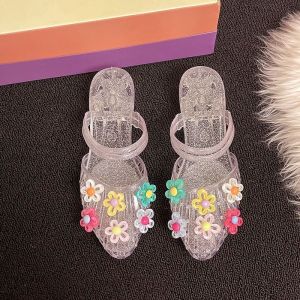 [Free Shipping] New casual womens fashion shoes with floral design sweet style closed-toe sandals pointed-toe low-heel crystal shoes for outdoor wear