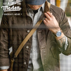MADEN brand 2023 winter new men tough guy American retro cotton stand collar canvas single-breasted oil wax Aramco khaki waterproof jacket