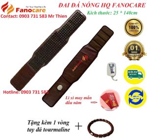 Đai đá nhiệt nóng germanium Fanocare giúp giảm béo đau lưng cột sống thoát vị đĩa đệm FN03R (Tặng kèm 1 vòng tay đá)