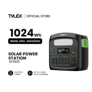 TYLEX XP1800 Portable Power Station 1800W 1024Wh LiFePO4 Solar Generator with UPS for Home Backup and Brownout Emergency Power Fast Charging WFH Solar Panel