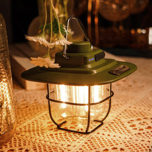 LED Camping Lantern Dimmable Retro Style with Hook for Outdoor Hiking and Camping Equipment