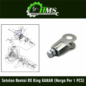 Setelan Rantai RX King KANAN (Harga Per 1 PCS) - Stelan Rante Anting Anting Chain Adjuster Arm Arem + Plat Yamaha RXK New RX S RX Spesial