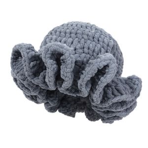 GJ56 Handcrafted Ruffled Edge Fisherman Hat Cable Knit Sweet Knitted Beanie Fashion Thick Winter Warm Bucket Hat Women