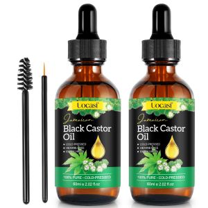 Uocasi Jamaican Black Castor Oil - 2Pack 100% Pure and Organic Cold Pressed in Glass Bottles for Hair Growth Eyebrow Nourishment and Skin Hydration 4.04 Oz