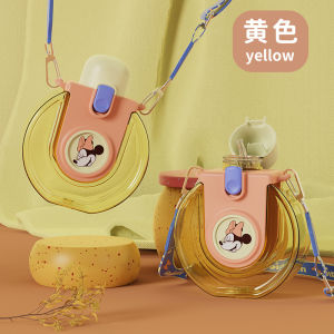I know Disney Cartoon Childrens Vitality Flask Sippy Cup - Tritan Material with Strap for Travel Straw Plastic Water Bottle