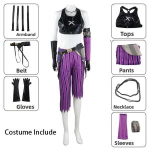 Jinx Cosplay Costume Game Arcane Women Jinx Outfits for Halloween Party Comic Con Jinx Cosplay