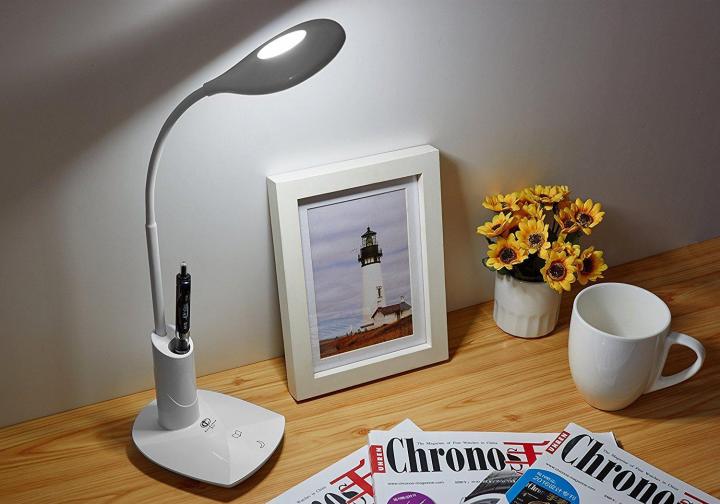 Best Selling USB Rechargeable LED Touch Sensor with night light Table Desk  Lamp Dimmable Reading Study Light (WHITE)