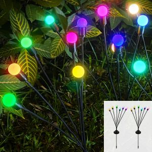 HOMEMORY Solar Christmas Lights Double Jellyfish Light Colorful Gradient Garden Lights LED Fiber Optic Lights Outdoor Waterproof Decor Lamp