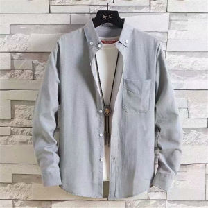 Plain Oxford cloth Long sleeves Polo Shirts Fashion Business Casual Lapel Tops